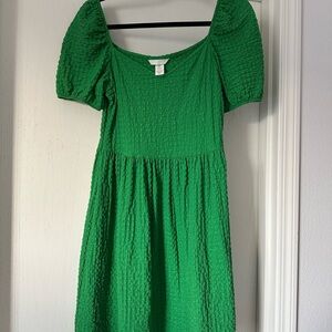 H&M Vibrant Green Textured Dress